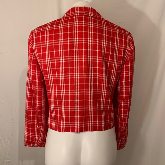 VTG Pendleton 10 Petite Red White Plaid Blazer. - Picture 3 of 8
